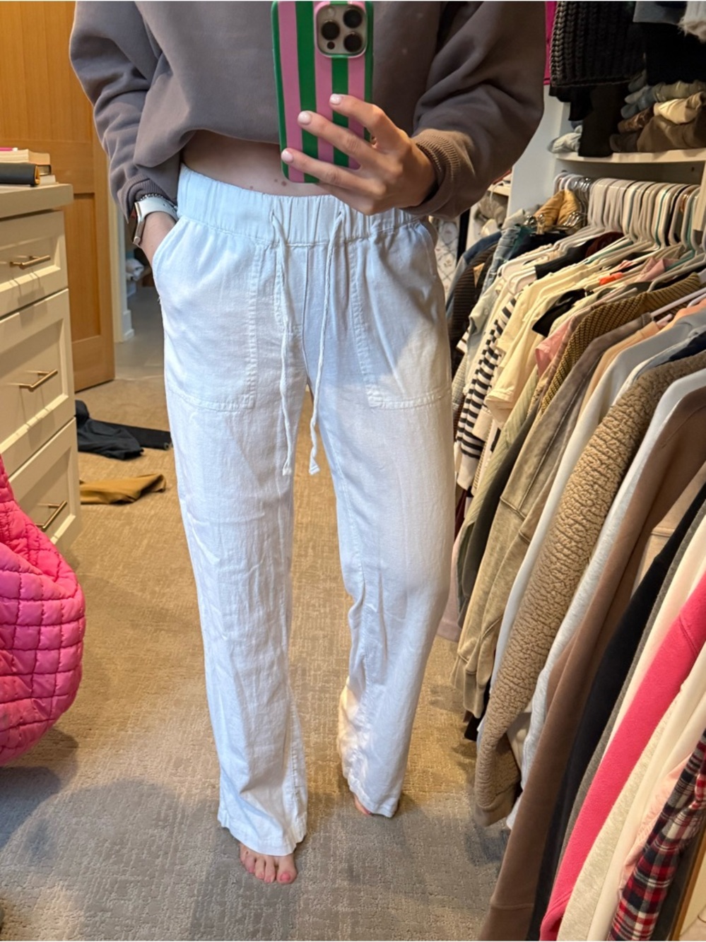 Caslon White Lightweight Drawstring Pants